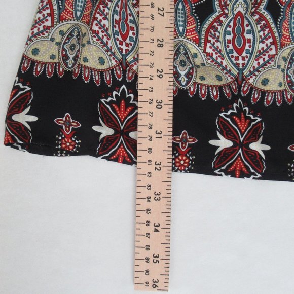 LUNIK Floral Paisley Boho Empire Waist Dress Small Long Sleeve, Black Multicolor - Picture 10 of 15